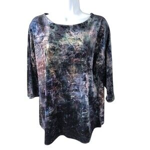 Soft Surroundings Velvet Watercolor 3/4 Sleeve Blouse Top Women's Size M